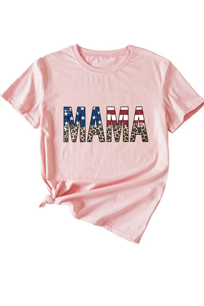 Mama Flag Leopard Print T-shirt