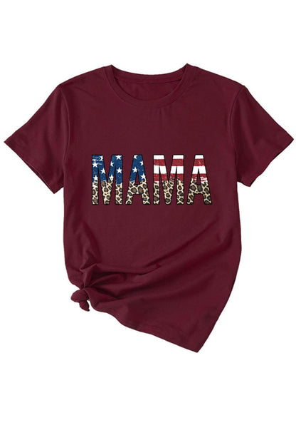 Mama Flag Leopard Print T-shirt