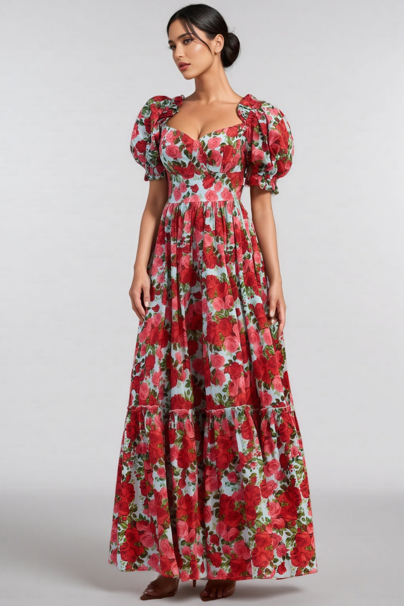 Renee Print Puff Sleeve Maxi Dress