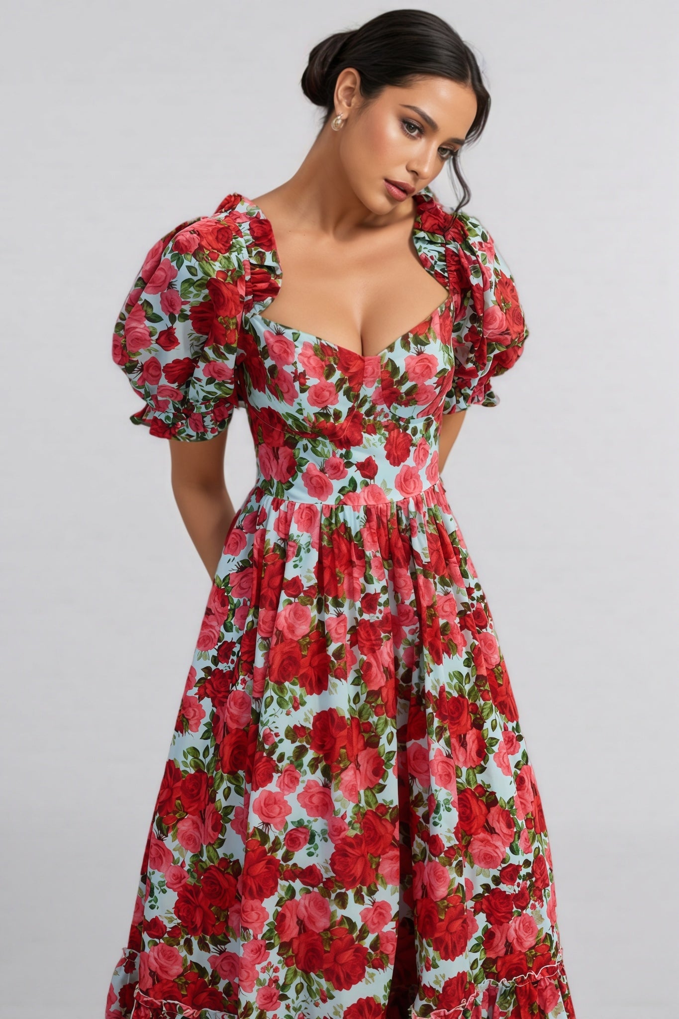 Renee Print Puff Sleeve Maxi Dress