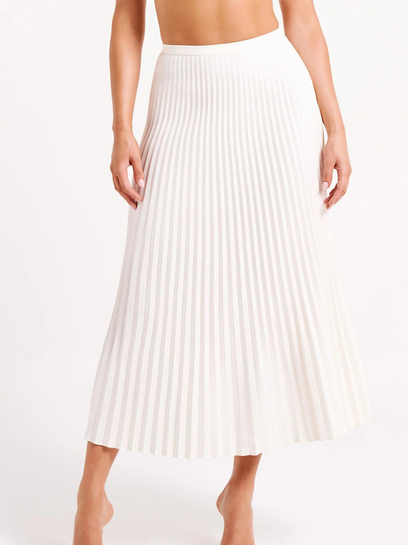 Crepe Knit Cravat Top & Pleated Suiting Maxi Skirt
