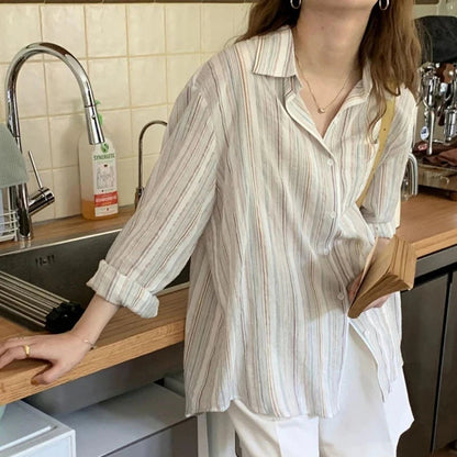 Oversized Plaid Long Sleeve Blouse