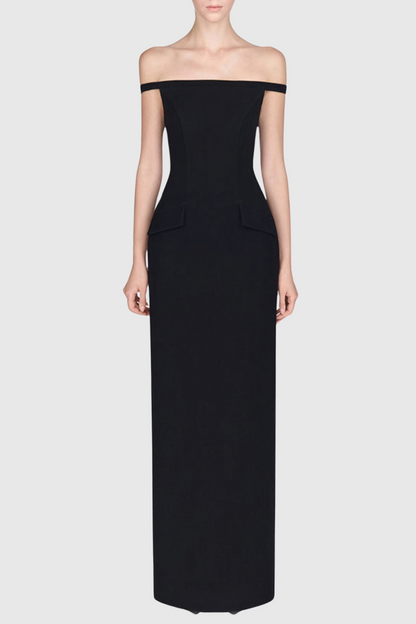 Macsen Pearl Beaded Off Shoulder Maxi Dress