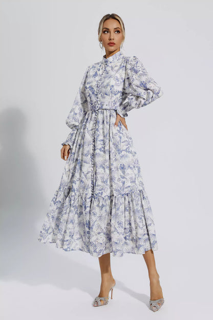 Madilynn Blue Long Sleeve Maxi Dress
