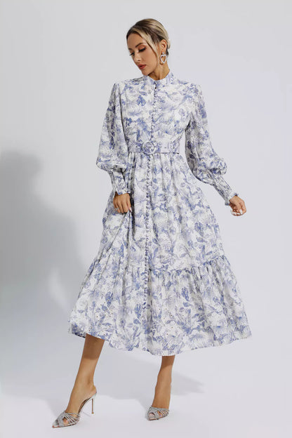 Madilynn Blue Long Sleeve Maxi Dress