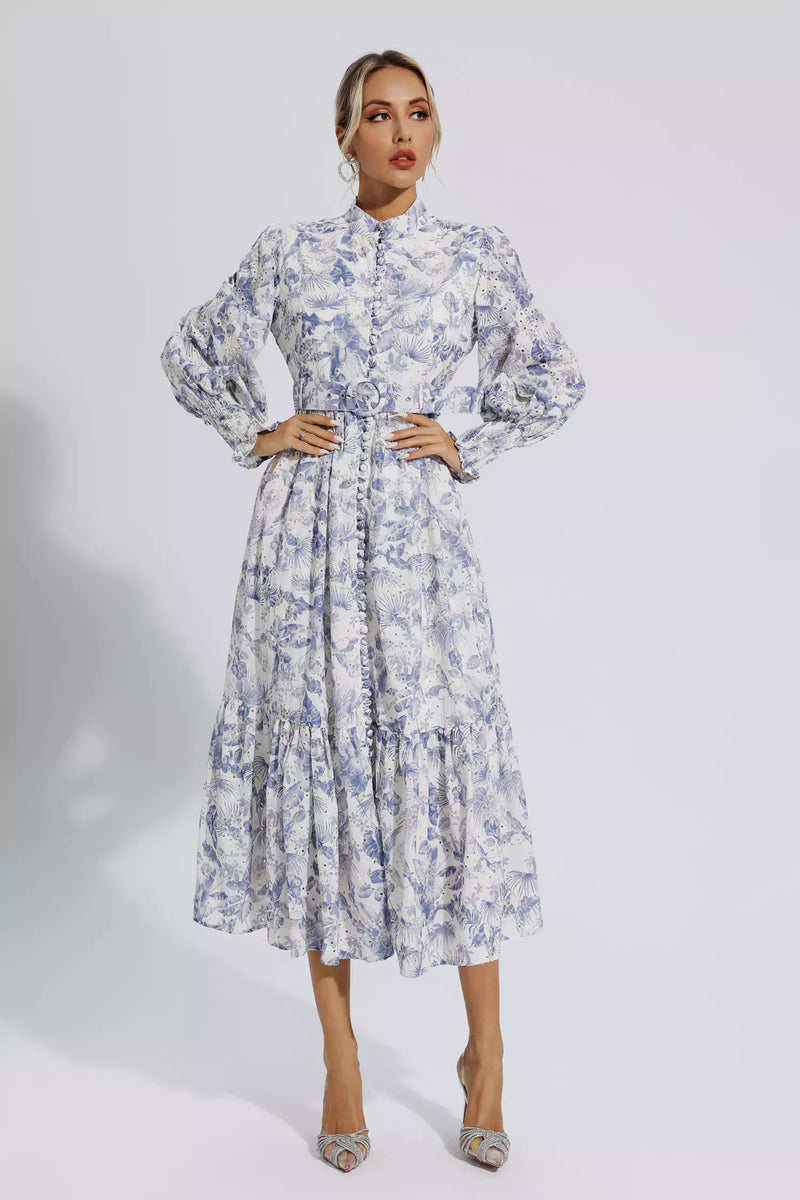 Madilynn Blue Long Sleeve Maxi Dress