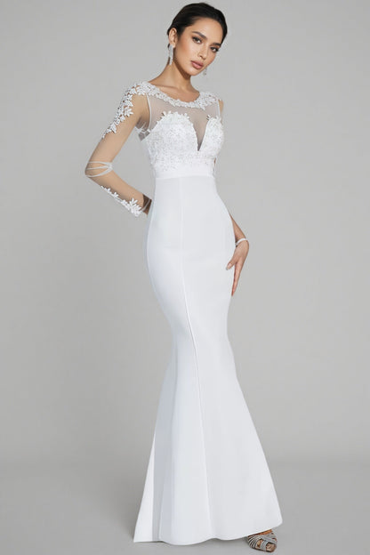 Marend White Lace Bodycon Maxi Dress