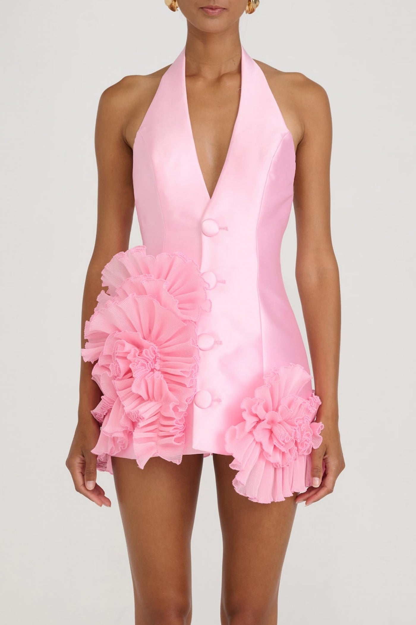 Magezi Satin Halter Mini Dress