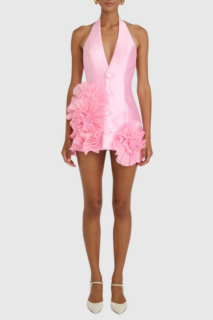 Magezi Satin Halter Mini Dress