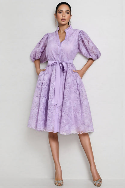 Melanie Purple Lace Midi Dress