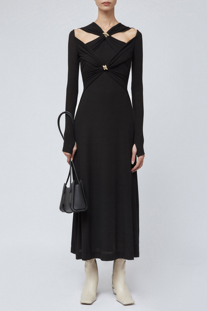 Maryam Cross Maxi Dress in Black