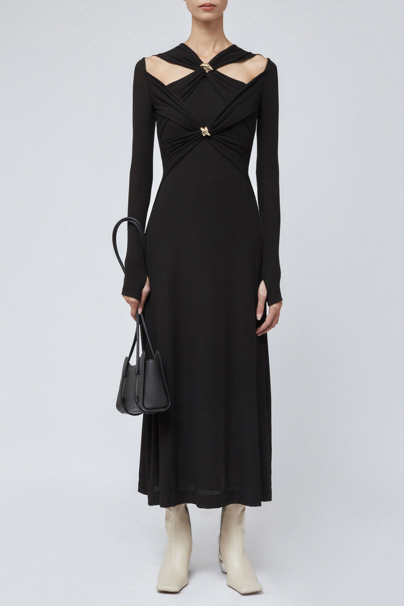 Maryam Cross Maxi Dress in Black