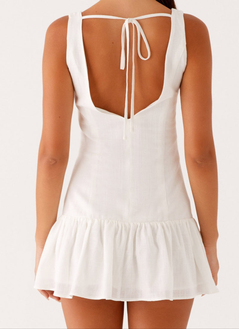 Anete Linen Mini Dress - White