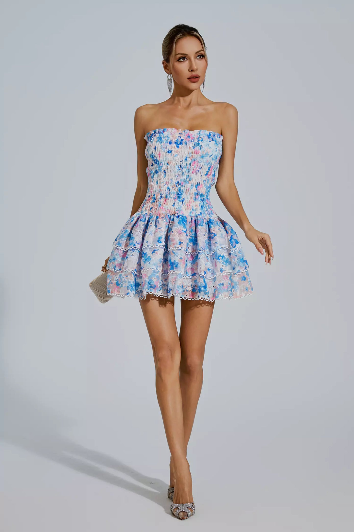 Mercy Blue Ruched Mini Dress