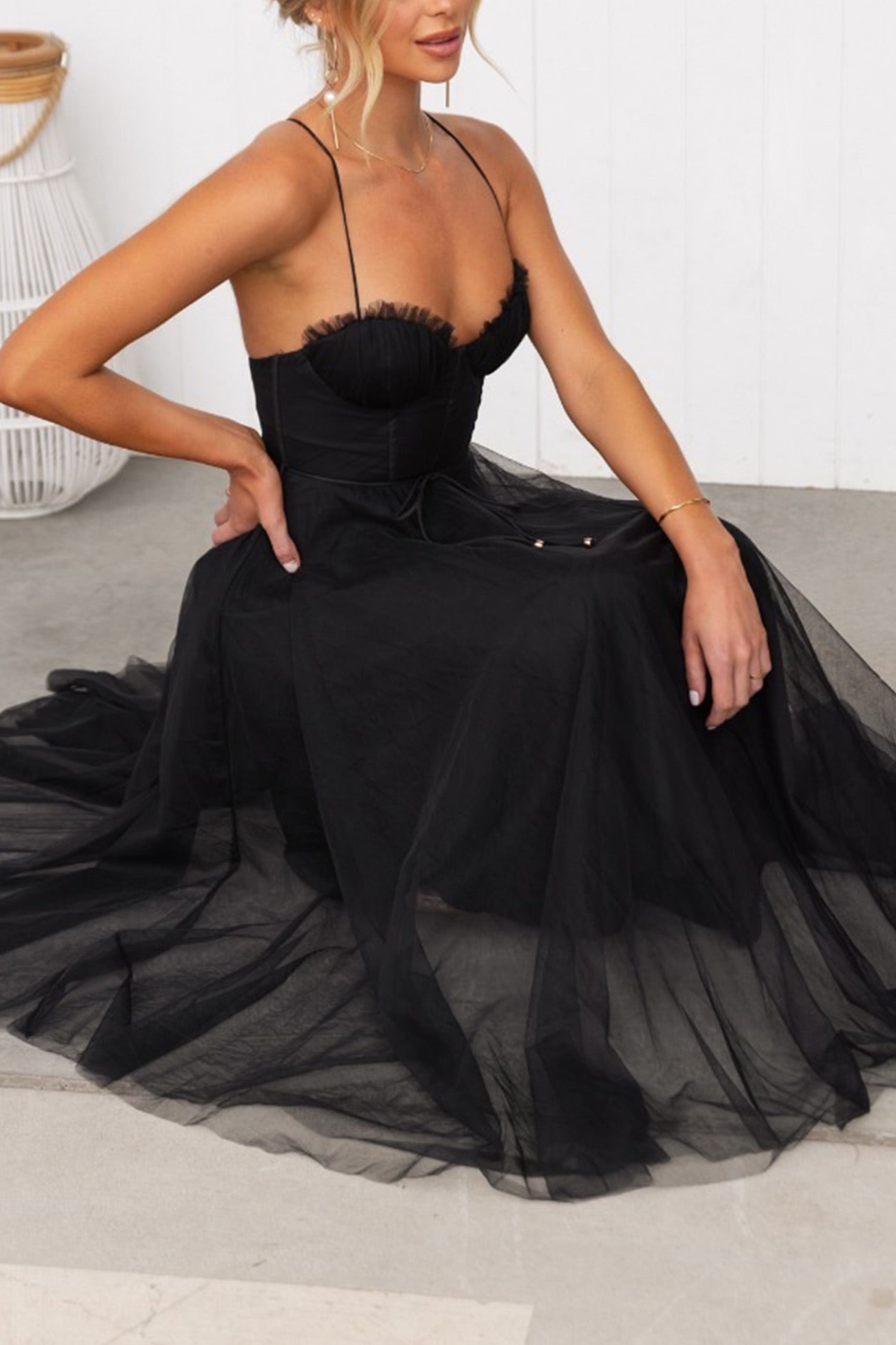 Mesh Corset Lace-up Cami Dress