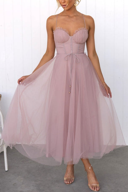 Mesh Corset Lace-up Cami Dress