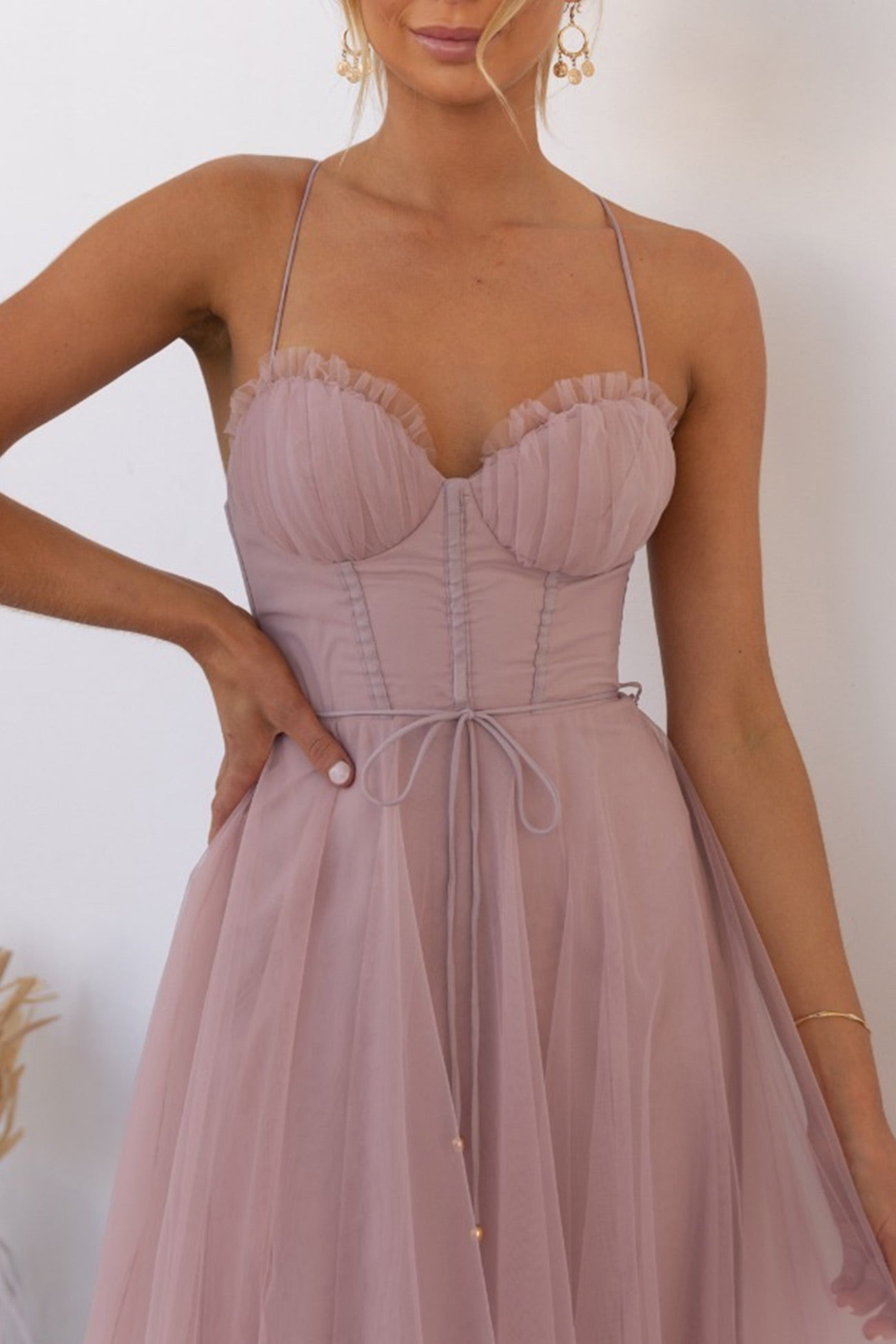 Mesh Corset Lace-up Cami Dress