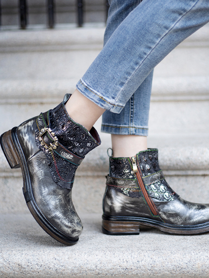 Soffia | Meteorite Embossed Leather Chelsea Boot