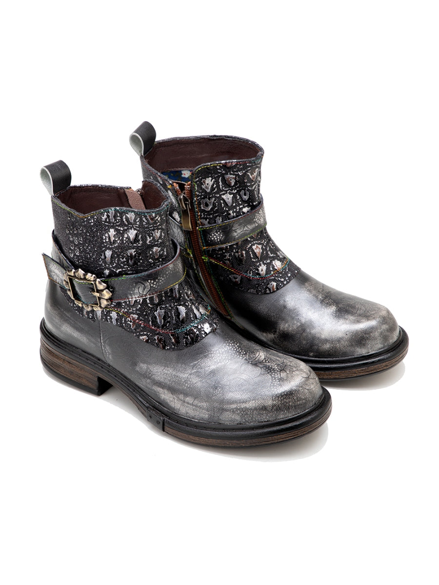 Soffia | Meteorite Embossed Leather Chelsea Boot