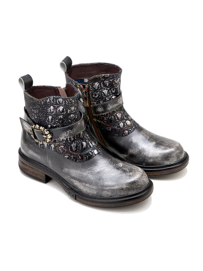 Soffia | Meteorite Embossed Leather Chelsea Boot