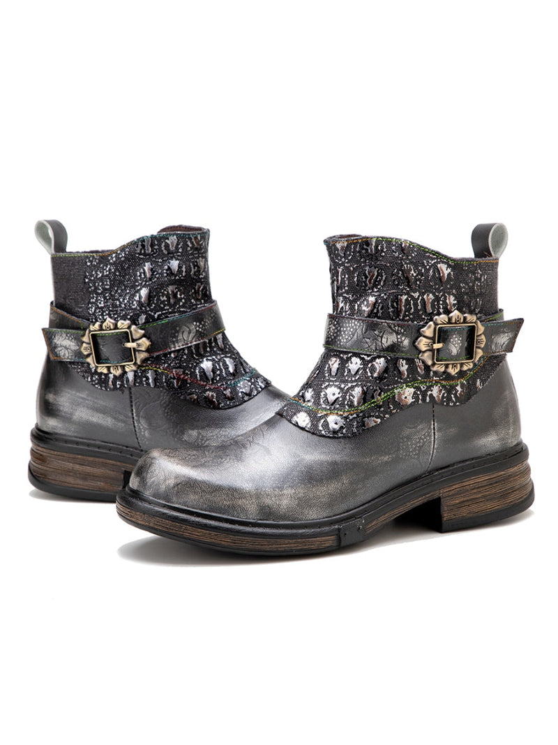 Soffia | Meteorite Embossed Leather Chelsea Boot