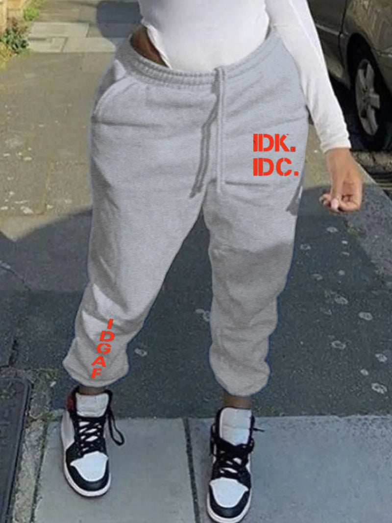 Mid Waist Letter Print Drawstring Sweatpants Man Pants Autumn Winter ’s Clothing Drawstring Trousers Joggi – ’s Sweatpants