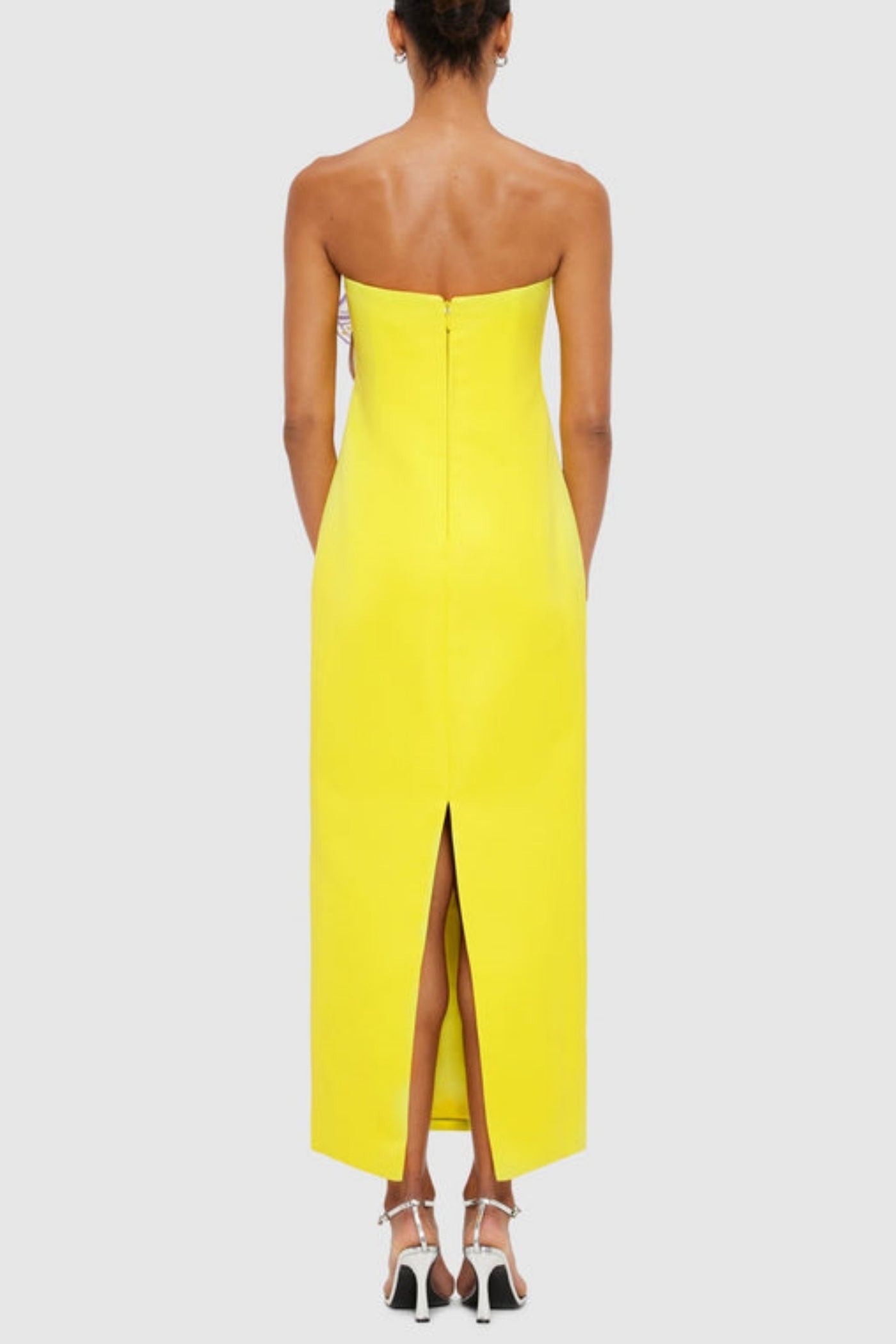 Mimoza Appliqué Strapless Midi Dress - Yellow