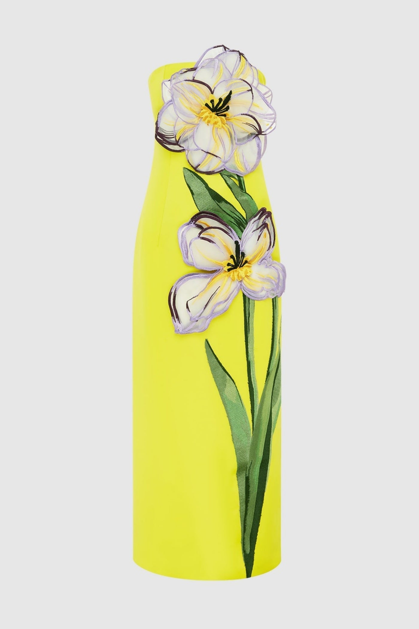 Mimoza Appliqué Strapless Midi Dress - Yellow