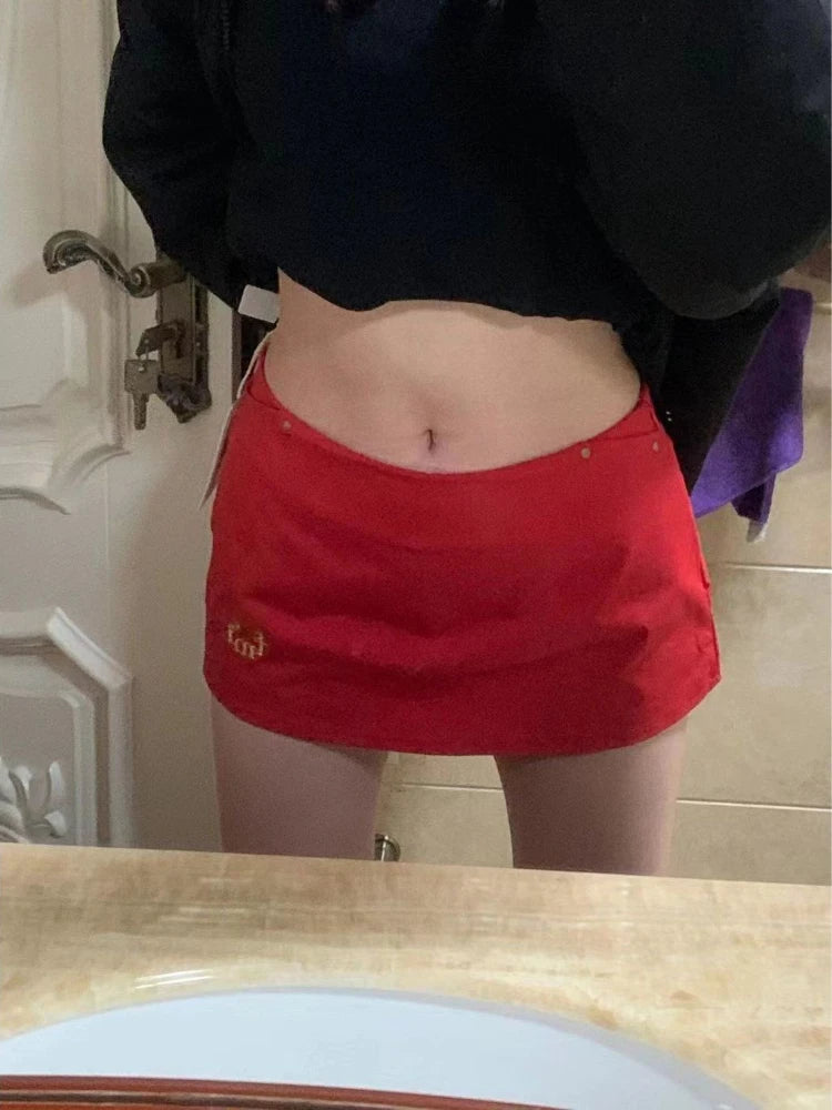 Mini Y2k Summer Embroidery Bodycon Skirt