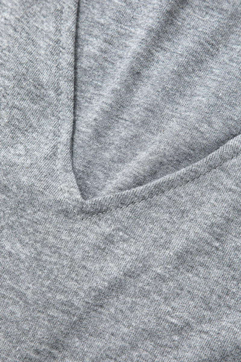 Mio Grey V-neck Sleeveless Maxi Dress and Hooded Crop Sweatshirt Set