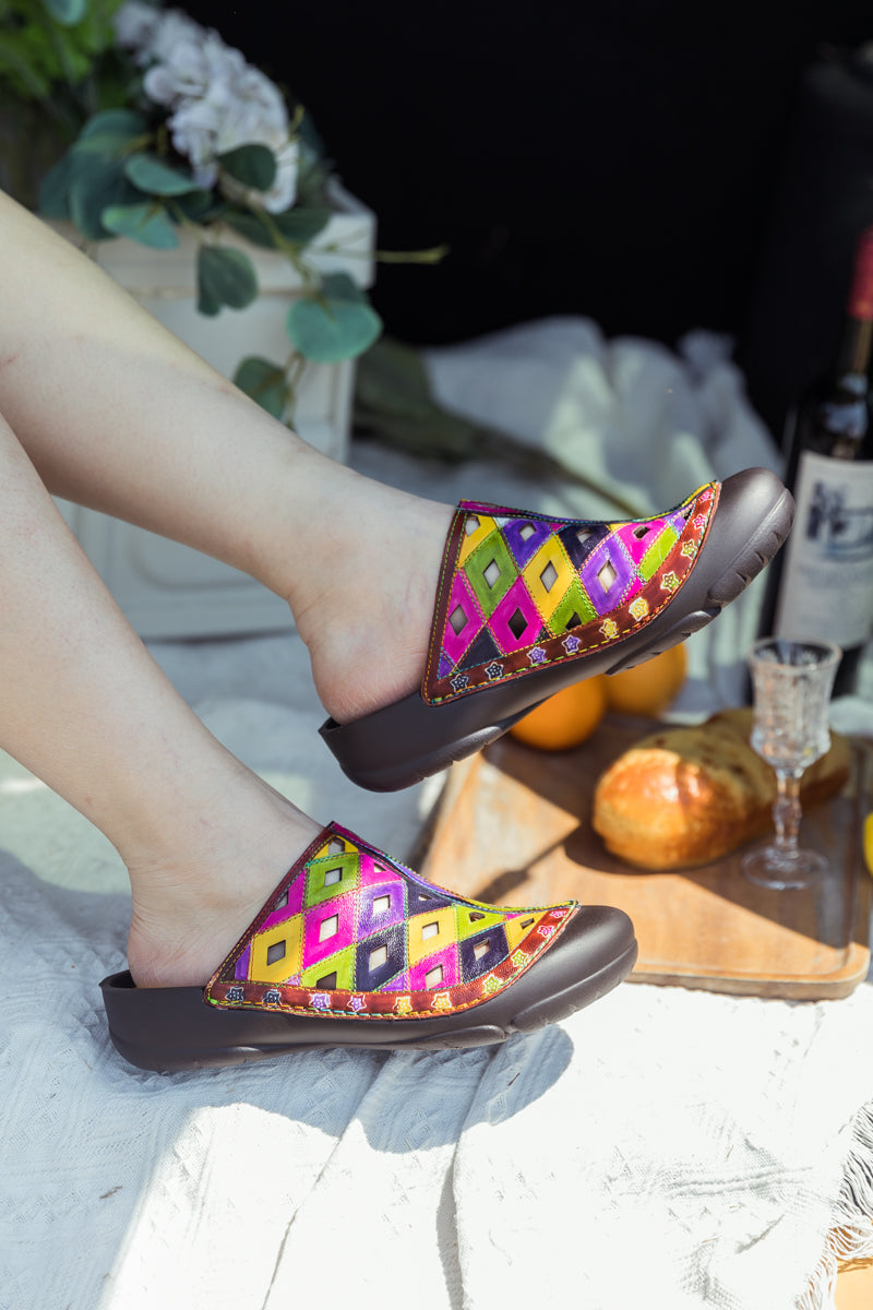 Soffia | Diamond Hole Cut-out Leather Sandal