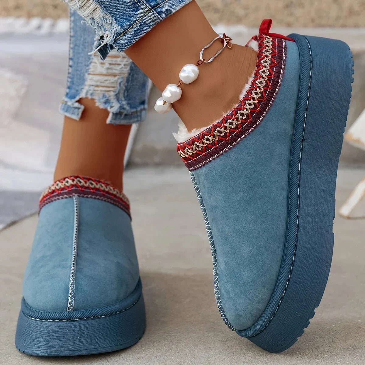 New Ankle Flats Platform Snow Boots Suede Plush Warm Winter New Thick Shoes Chelsea Boots 43