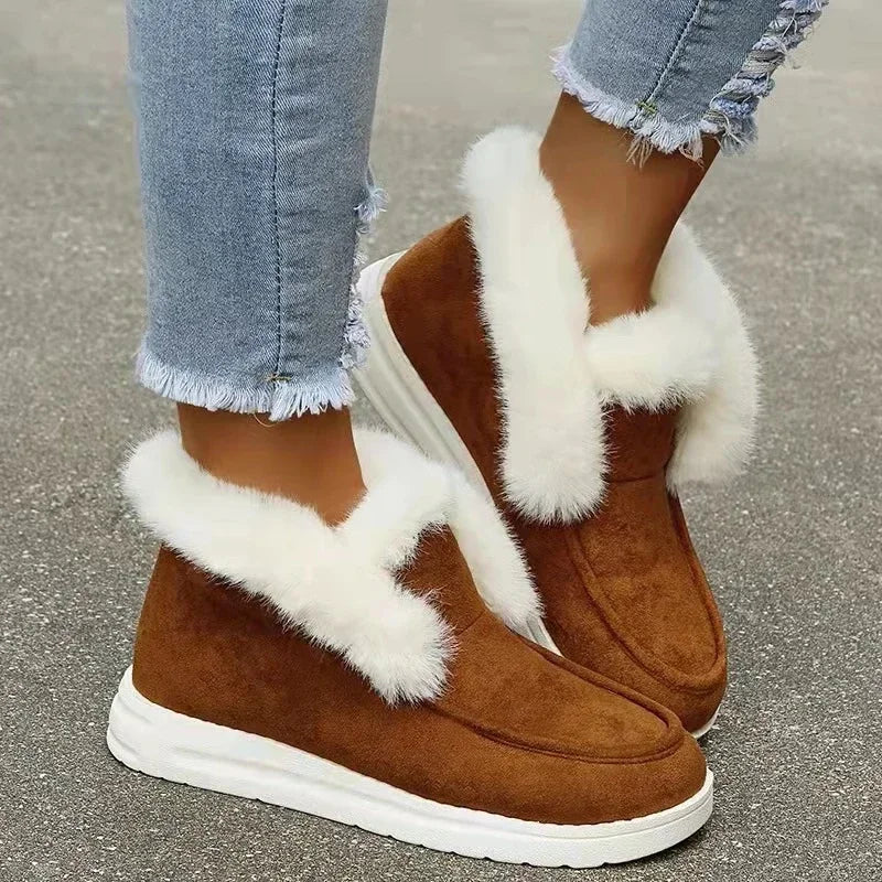 New Comfortable Stylish Slip-on Plush Warm Cozy Ankle Snow Boot