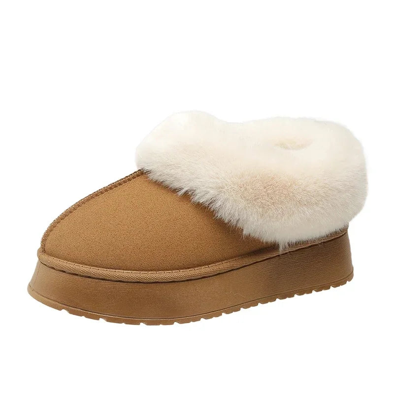 New Warm Boots Winter Flats Shoes Short Plush Fur Ankle Snow Boots Shoes Sport Suede Motorcycle Botas