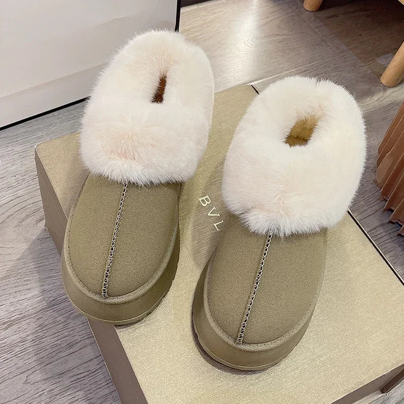New Warm Boots Winter Flats Shoes Short Plush Fur Ankle Snow Boots Shoes Sport Suede Motorcycle Botas