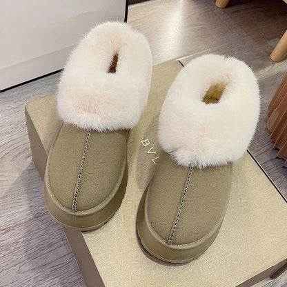 New Warm Boots Winter Flats Shoes Short Plush Fur Ankle Snow Boots Shoes Sport Suede Motorcycle Botas