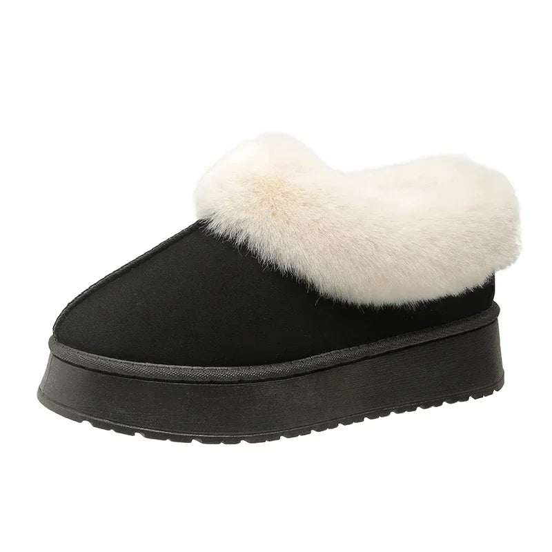 New Warm Boots Winter Flats Shoes Short Plush Fur Ankle Snow Boots Shoes Sport Suede Motorcycle Botas
