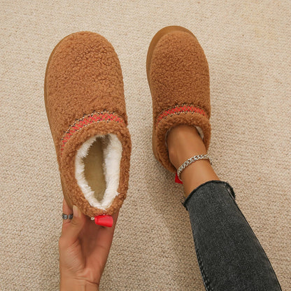 New Warm Fur Ankle Boots Flats Platform Slippers Plush Flip Flops Winter Cotton Shoes for Brand Design Snow Botas