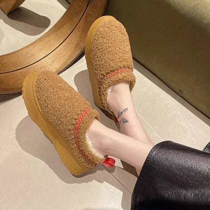 New Warm Fur Ankle Boots Flats Platform Slippers Plush Flip Flops Winter Cotton Shoes for Brand Design Snow Botas