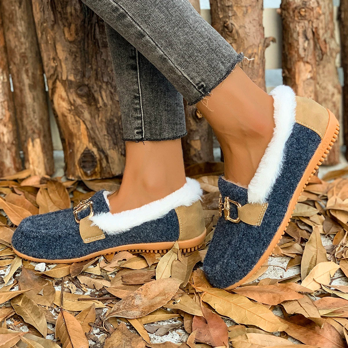 New Snow Flats Boots Winter Warm Plush Outdoor Boots Winter Flats Shoes Flat Comfortable Shoes