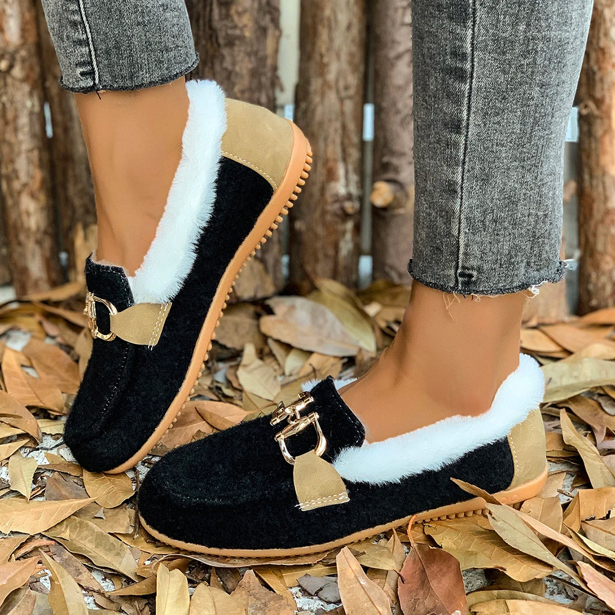 Warm Plush Outdoor Winter Flat Comfortable Snow Boot