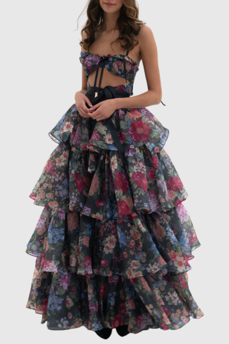 Nicola Cutout Ruffle Skirt Two Piece Set