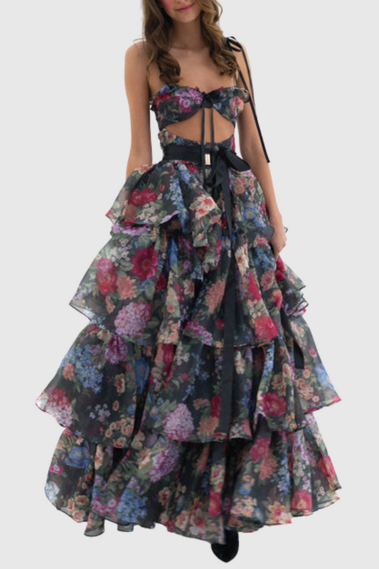 Nicola Cutout Ruffle Skirt Two Piece Set
