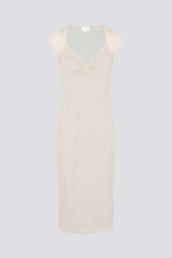 Nora Lace Bow Midi Dress