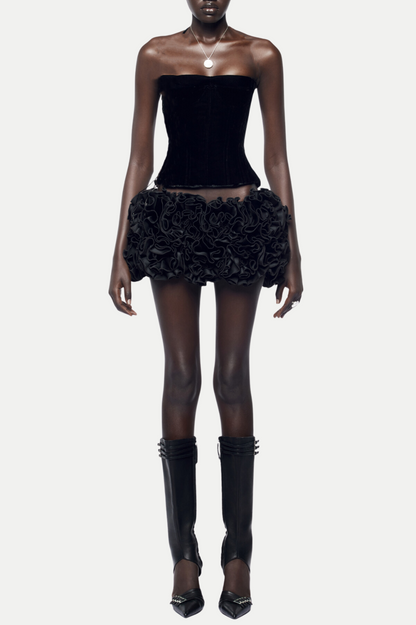 Nuala Lace Up Two Piece Set - Black
