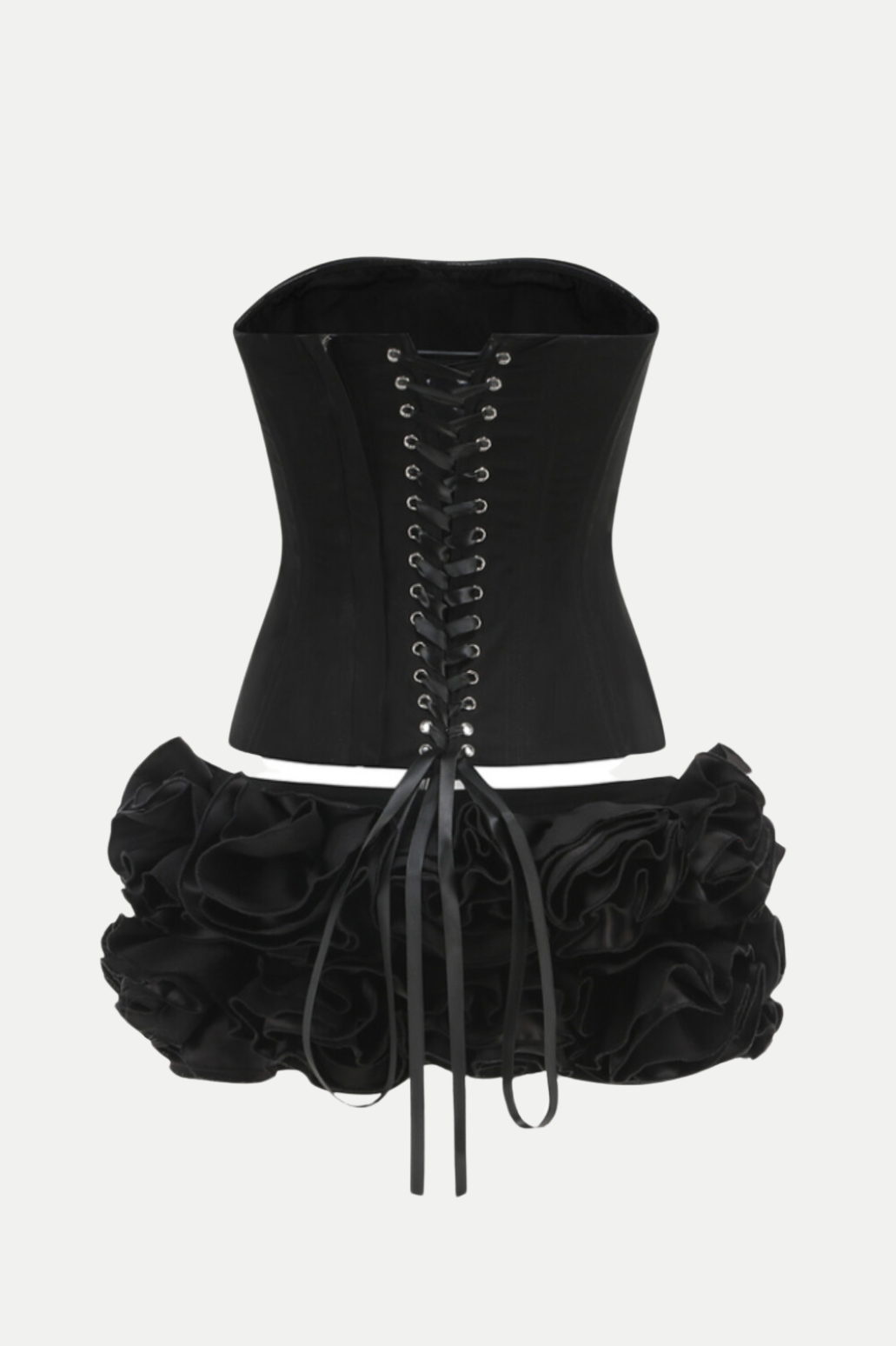 Nuala Lace Up Two Piece Set - Black