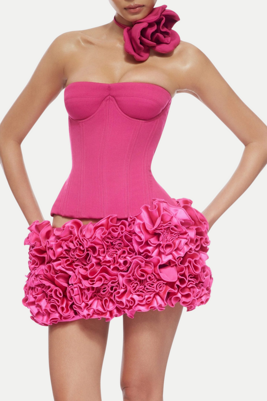 Nuala Lace Up Two Piece Set - Pink