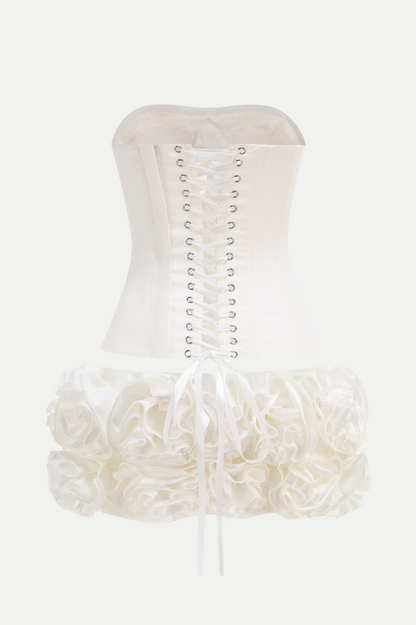 Nuala Lace Up Two Piece Set - White