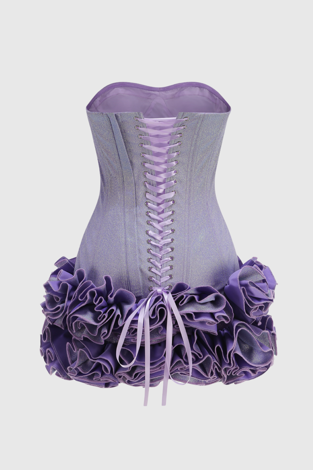 Nuala Glitter Strapless Mini Dress - Purple