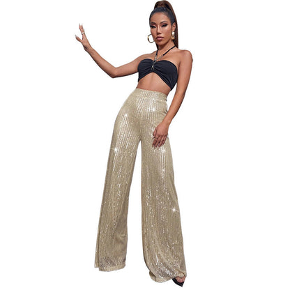 Sequined Loose Drape Pants